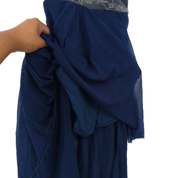 Weissman Youth MC Taking Chances Leotard Dance Costume Navy Blue Lace High Low - Picture 4 of 7